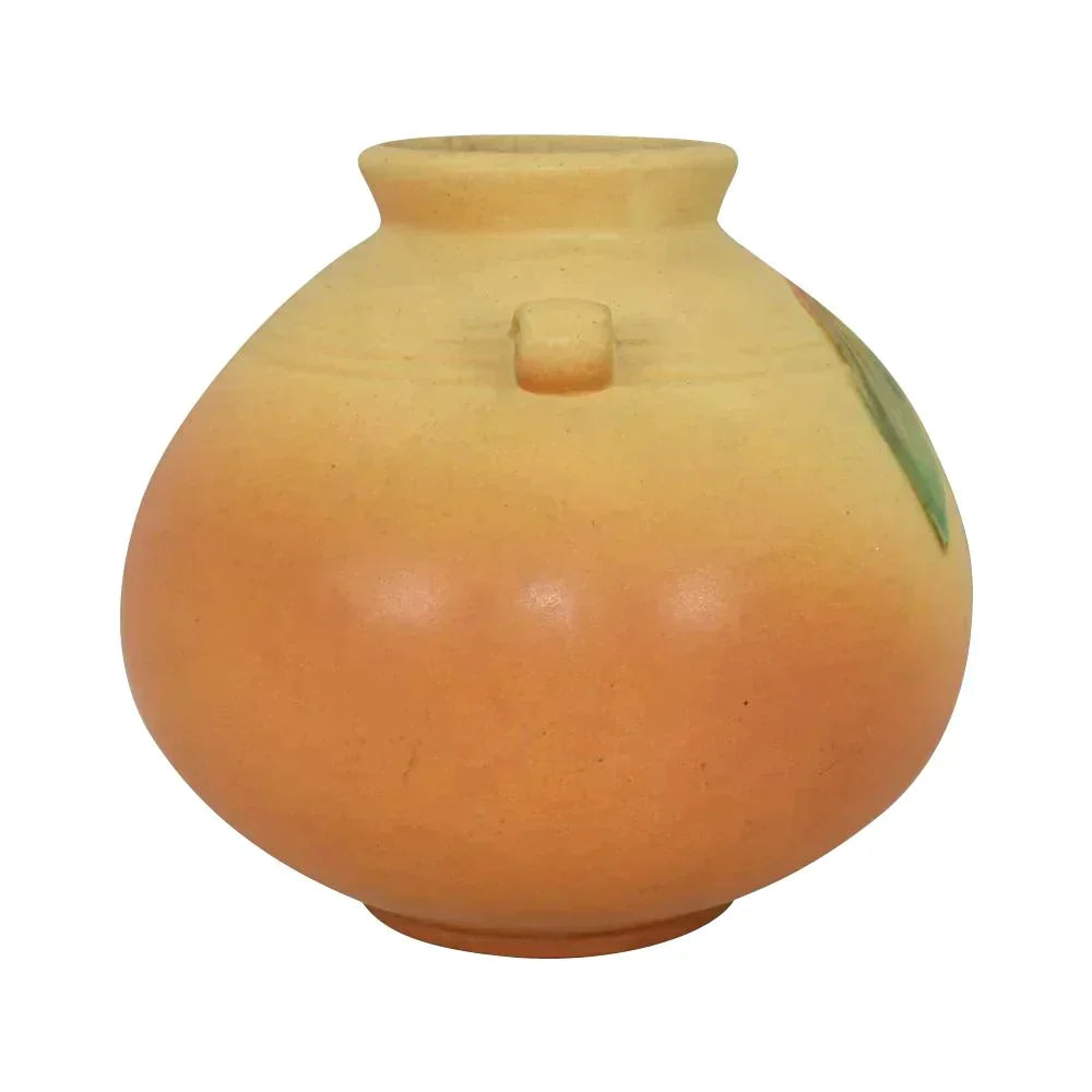 Weller Cornish 1933 Vintage Art Deco Pottery Brown Bulbous Handled Ceramic Vase
