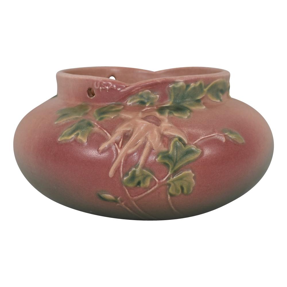 Roseville Columbine Pink 1941 Vintage Art Pottery Hanging Basket Planter 464-5