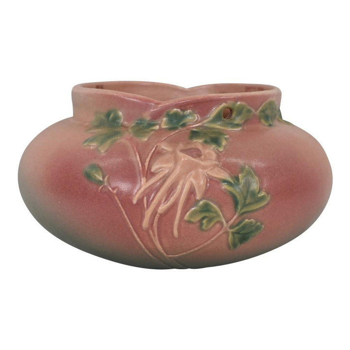 Roseville Columbine Pink 1941 Vintage Art Pottery Hanging Basket Planter 464-5