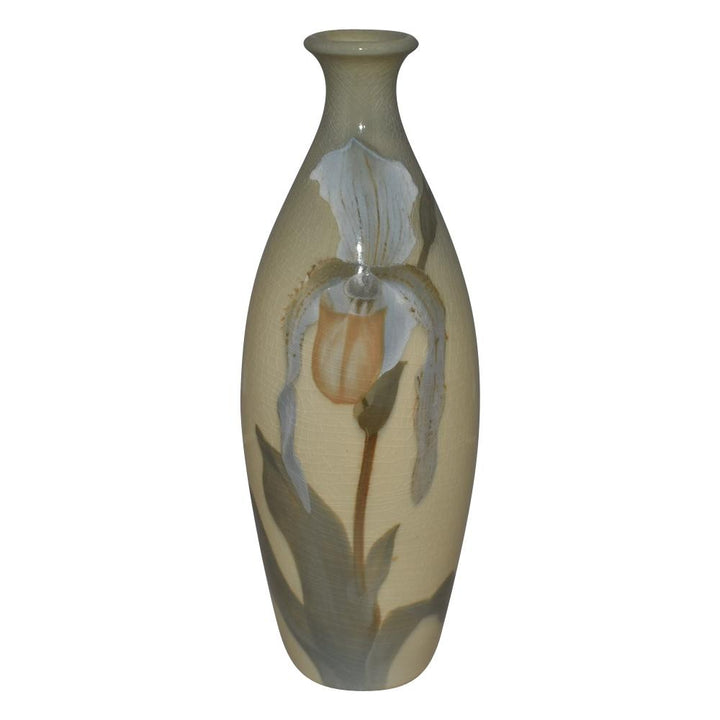 Rookwood 1901 Art Pottery Iris Glaze Painted White Orchid Vase 796B (Schmidt) - Just Art Pottery