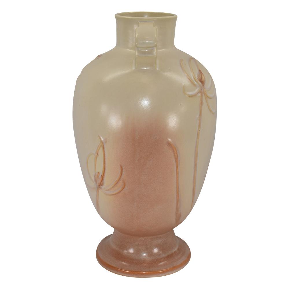 Roseville Teasel 1938 Ivory Pink Vintage Art Deco Pottery Ceramic Vase 889-15 - Just Art Pottery