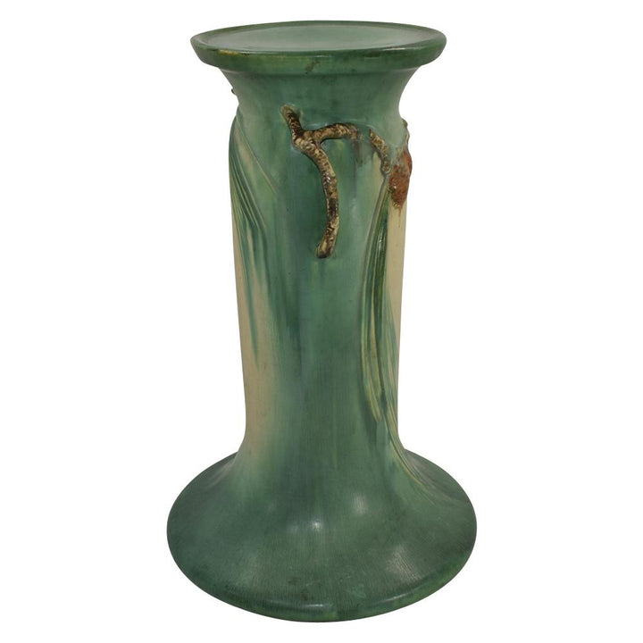 Roseville Pine Cone Green 1936 Vintage Pottery Pedestal for Jardiniere 632-10 - Just Art Pottery