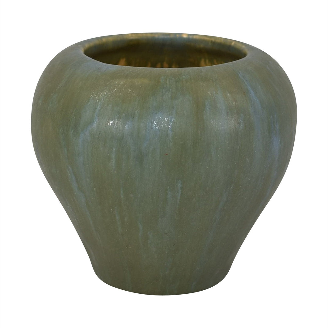 Vintage Arts and Crafts Studio Pottery Mottled Matte Green Blue Vase - Just Art Pottery