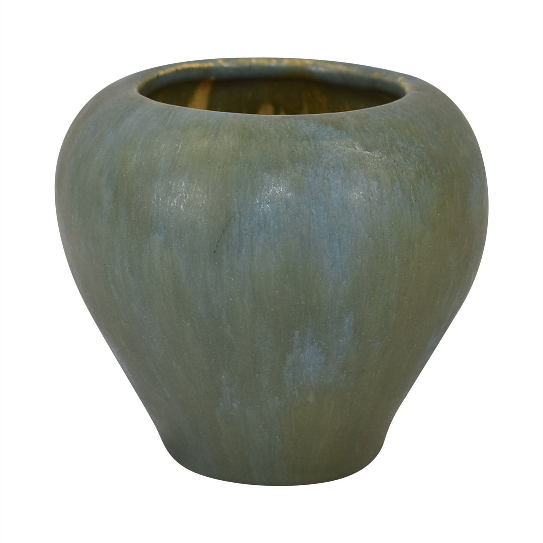 Vintage Arts and Crafts Studio Pottery Mottled Matte Green Blue Vase - Just Art Pottery