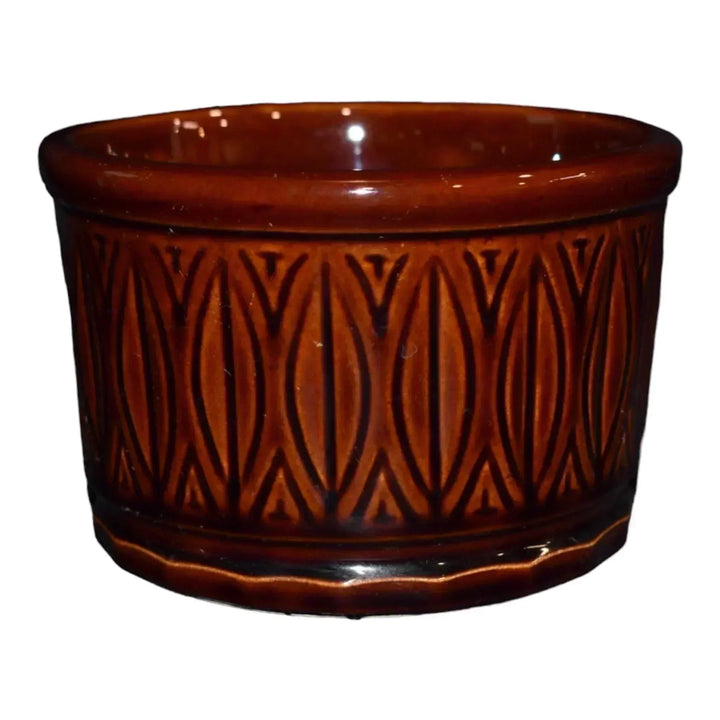 McCoy 1974-85 Mid Century Modern Pottery Brown Geometric Flower Pot Planter 395