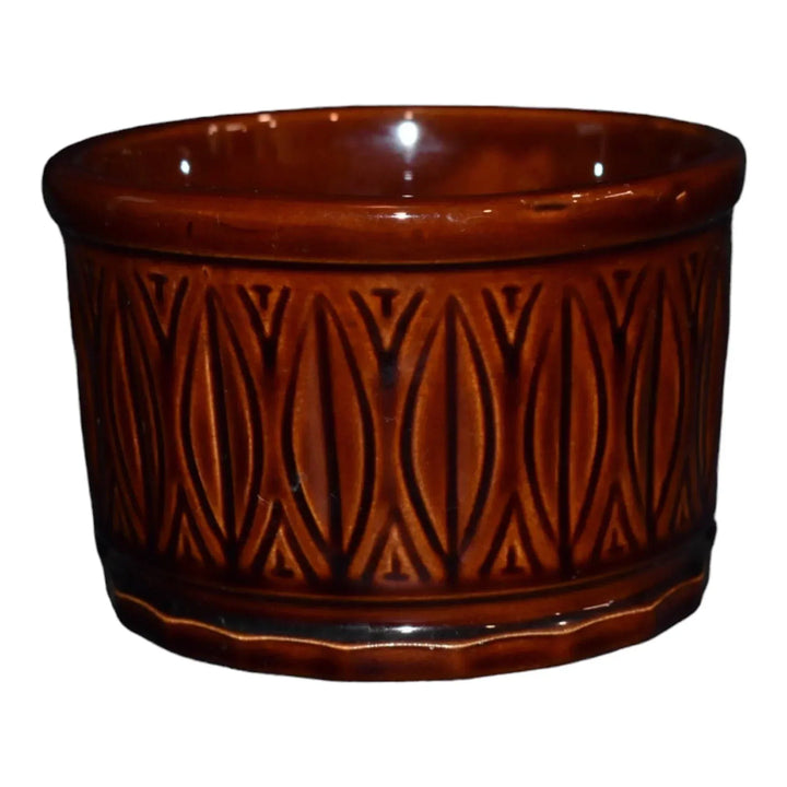 McCoy 1974-85 Mid Century Modern Pottery Brown Geometric Flower Pot Planter 395