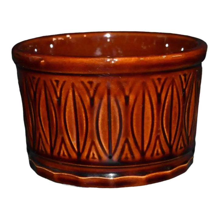 McCoy 1974-85 Mid Century Modern Pottery Brown Geometric Flower Pot Planter 395