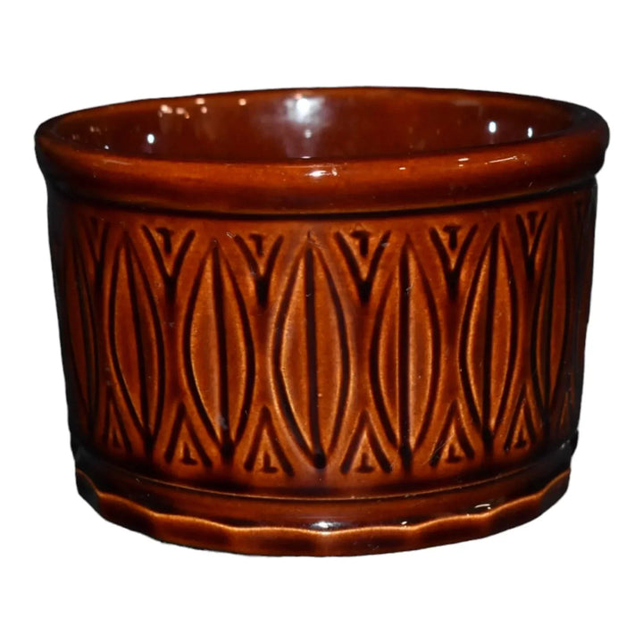 McCoy 1974-85 Mid Century Modern Pottery Brown Geometric Flower Pot Planter 395