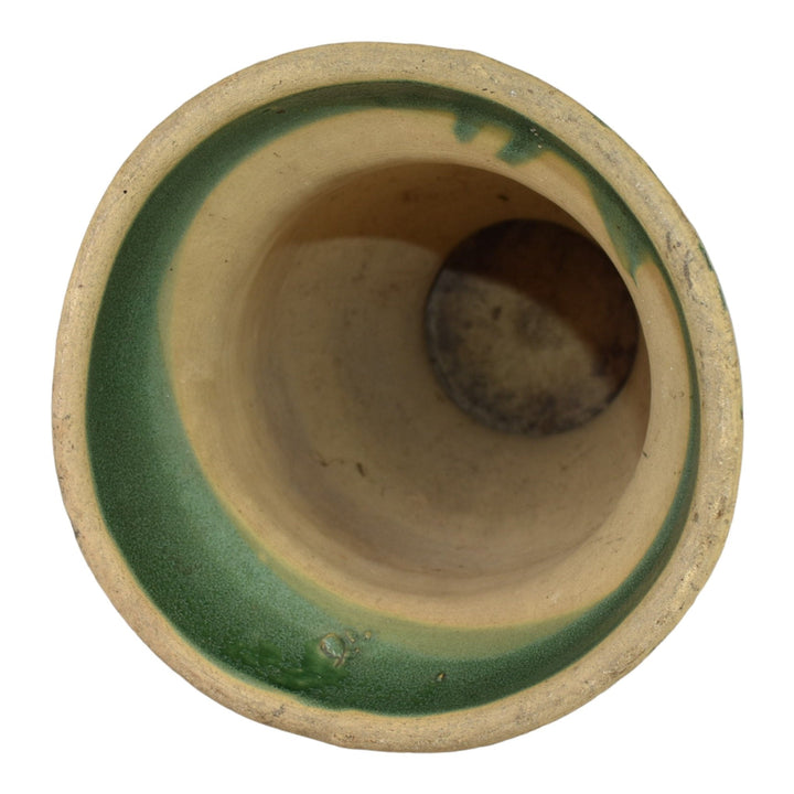 Robinson Ransbottom Pottery 1950s Green Brown Fern Leaves Ceramic Pedestal 352