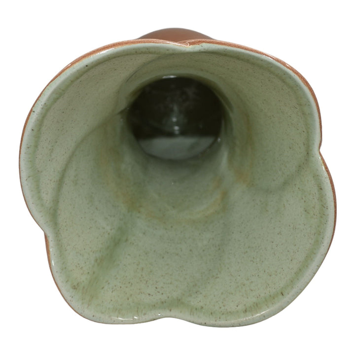 Red Wing 1950s Vintage Modern Deco Art Pottery Mottled Brown Mint Green Vase 413 - Just Art Pottery