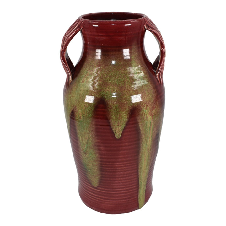 Weller Turkis Late 1920s-33 Vintage Art Deco Pottery Red Green Drip Ceramic Vase