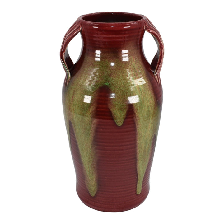 Weller Turkis Late 1920s-33 Vintage Art Deco Pottery Red Green Drip Ceramic Vase