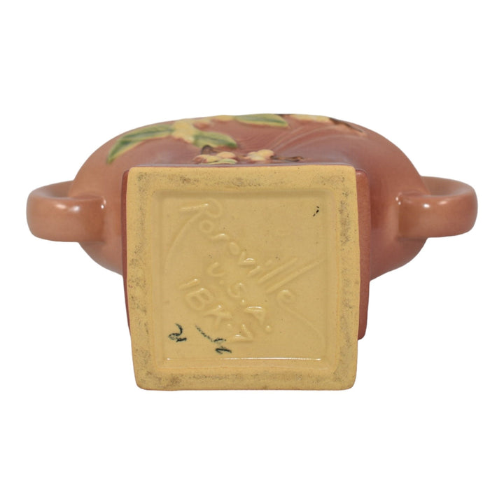 Roseville Snowberry Pink 1947 Mid Century Modern Pottery Ceramic Basket 1BK-7