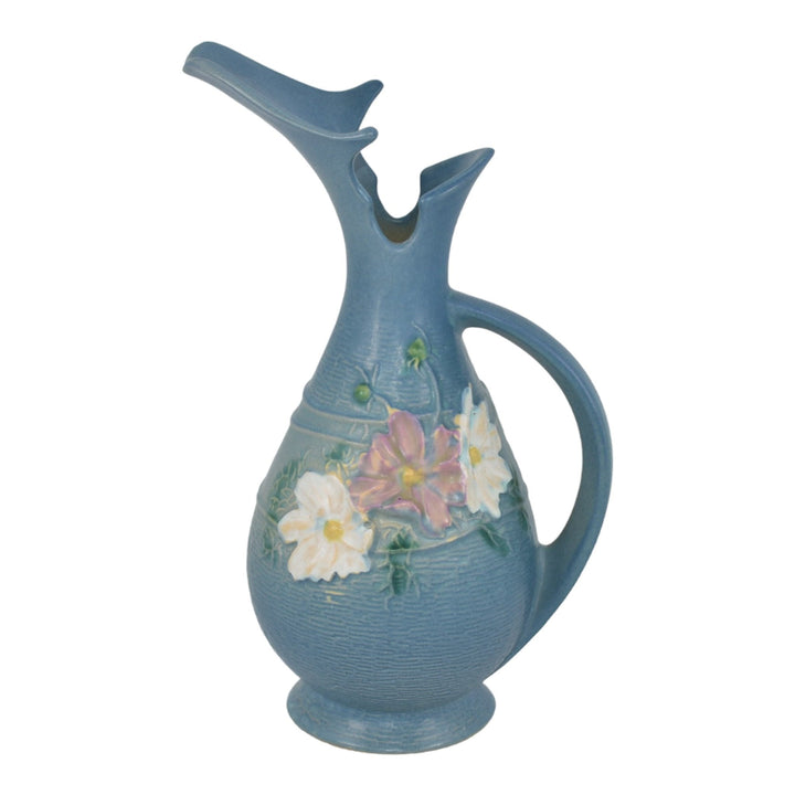 Roseville Cosmos Blue 1939 Vintage Art Deco Pottery Ceramic Ewer 955-10