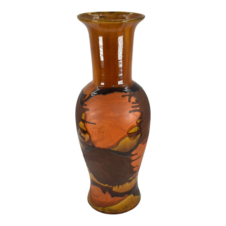 Haeger Earth Wrap 1970s Modern Deco Art Pottery Orange Brown Ceramic Vase