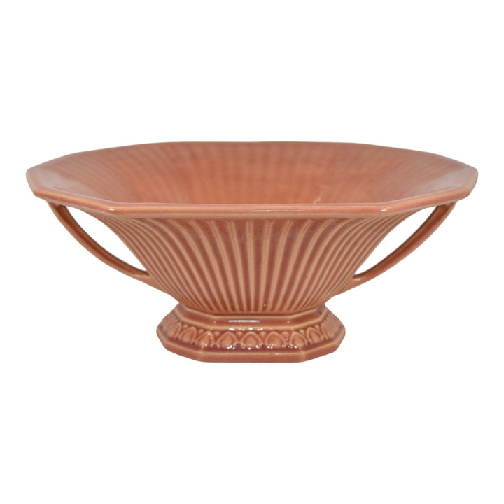 Roseville Savona Pink 1928 Vintage Art Deco Pottery Handled Console Bowl 183-10
