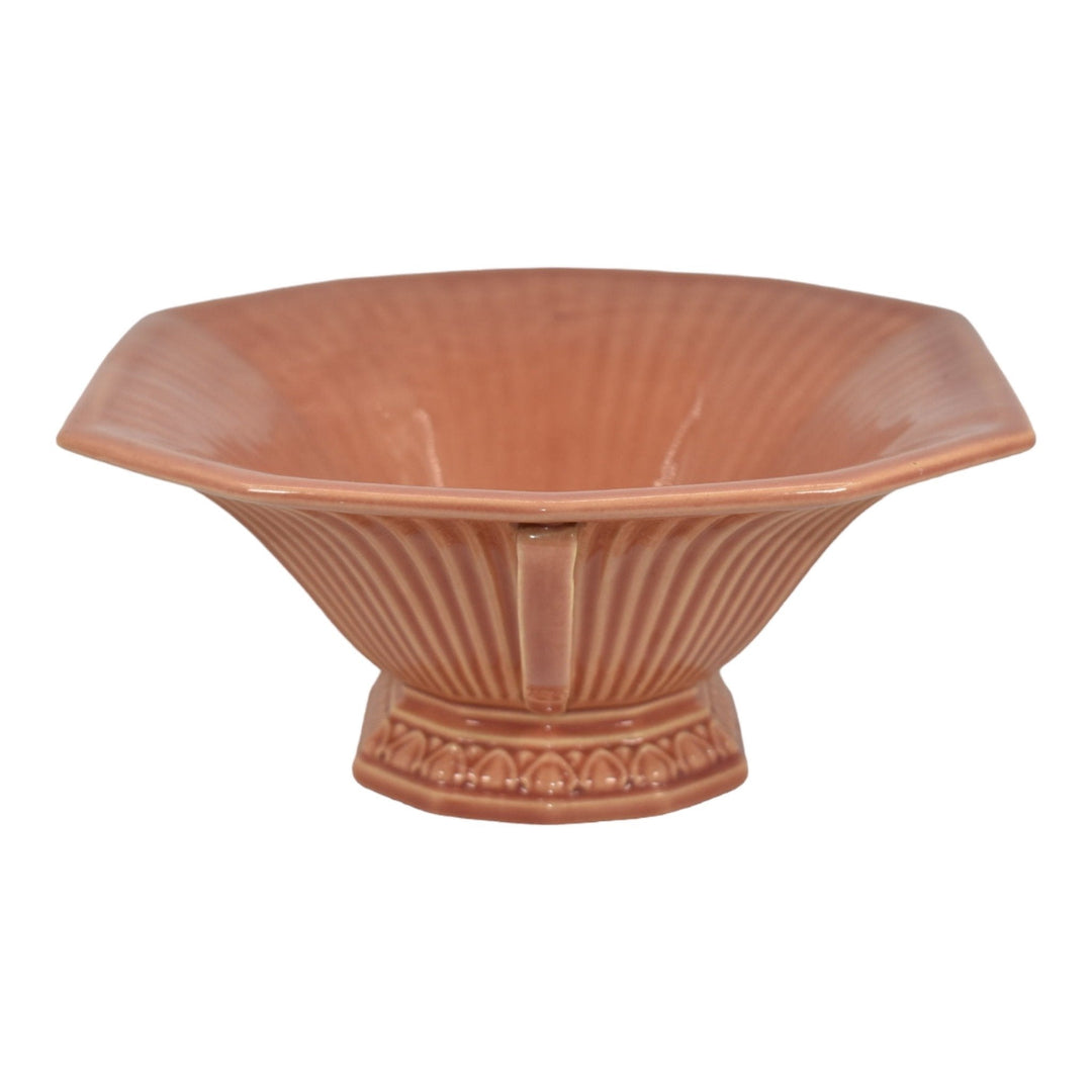 Roseville Savona Pink 1928 Vintage Art Deco Pottery Handled Console Bowl 183-10
