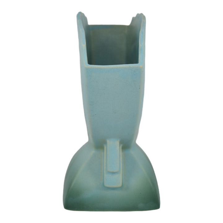 Roseville Silhouette Blue 1950 Mid Century Modern Pottery Nude Fan Vase 783-7