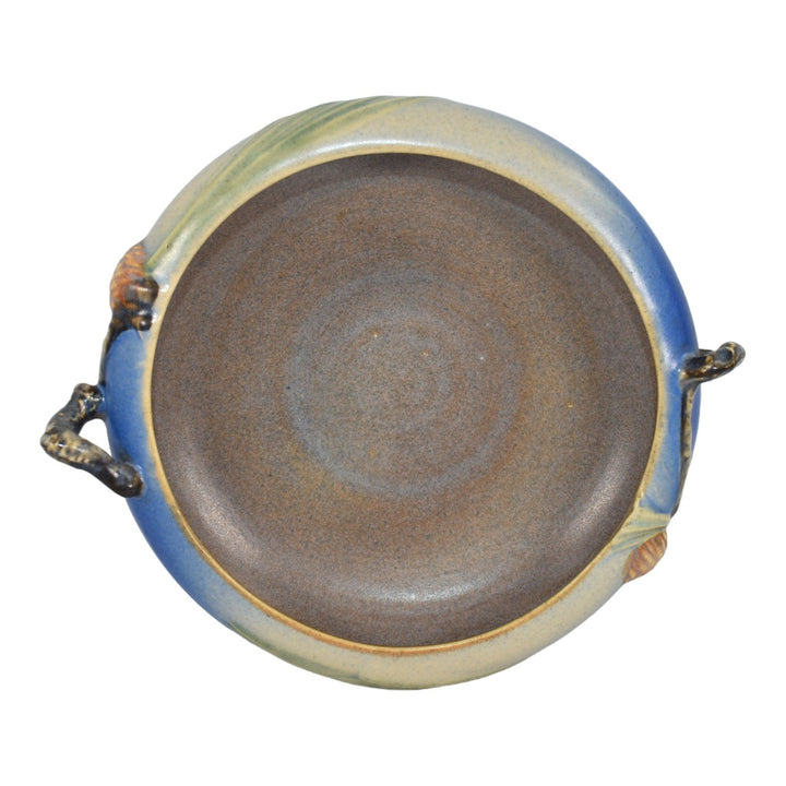 Roseville Pine Cone Blue 1936 Vintage Art Pottery Ceramic Low Bowl 354-6