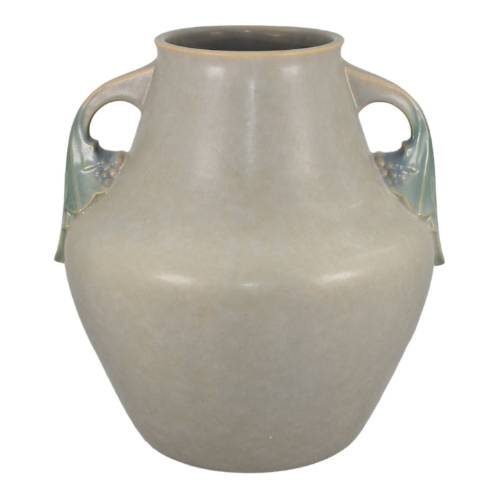 Roseville Tuscany Gray 1927 Vintage Art Deco Pottery Handled Ceramic Vase 348-10