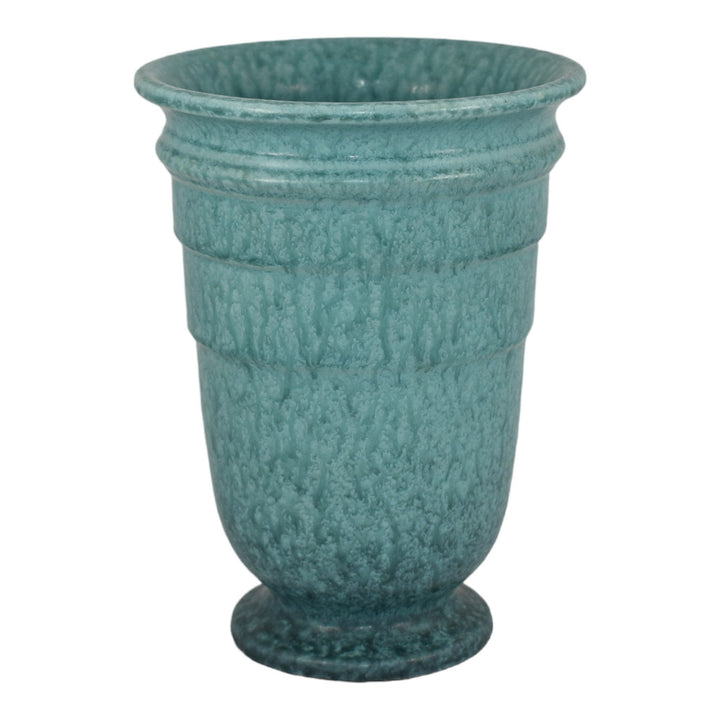 Roseville Tourmaline Blue Green 1933 Vintage Art Deco Pottery Ceramic Vase 614-8