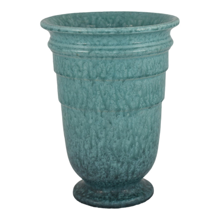 Roseville Tourmaline Blue Green 1933 Vintage Art Deco Pottery Ceramic Vase 614-8