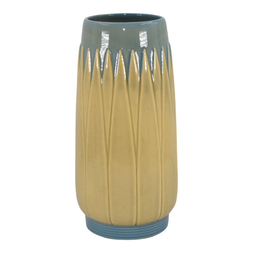 Roseville Lotus Blue 1952 Mid Century Modern Pottery Ceramic Flower Vase L3-10
