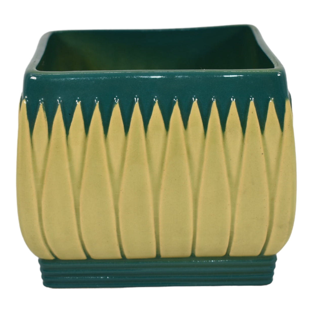 Roseville Lotus Green 1952 Vintage Mid Century Modern Pottery Planter L9-4