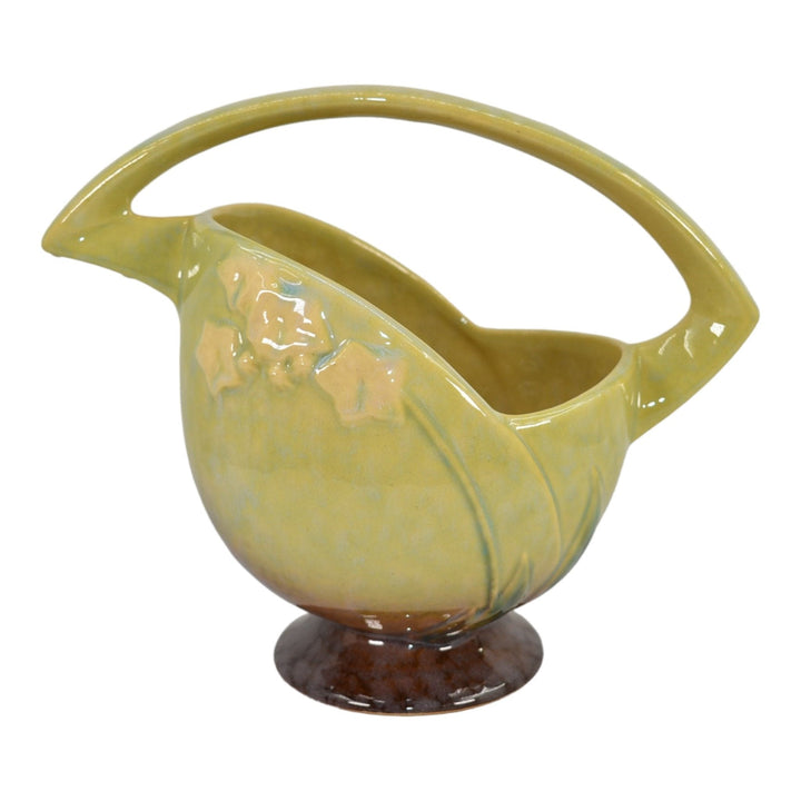 Roseville Wincraft Green 1948 Mid Century Modern Pottery Ceramic Basket 208-8 - Just Art Pottery