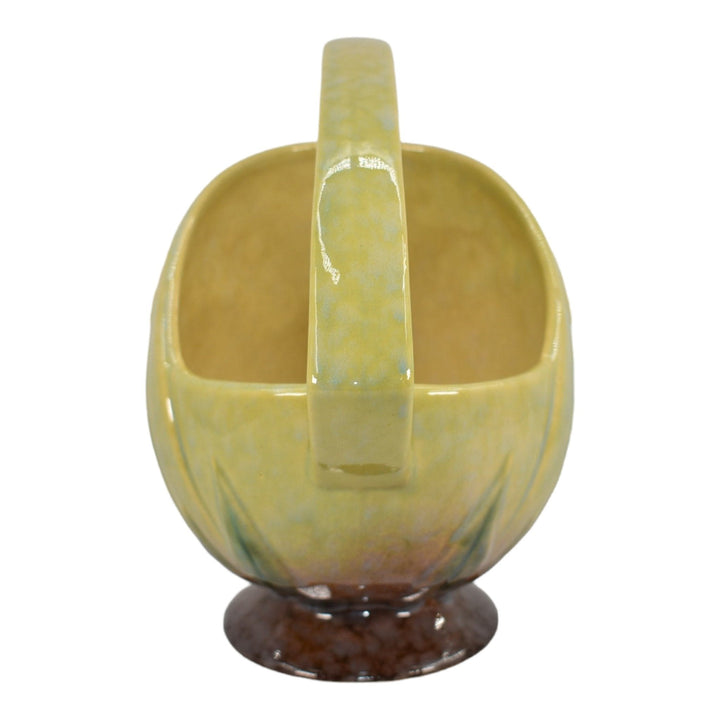 Roseville Wincraft Green 1948 Mid Century Modern Pottery Ceramic Basket 208-8 - Just Art Pottery