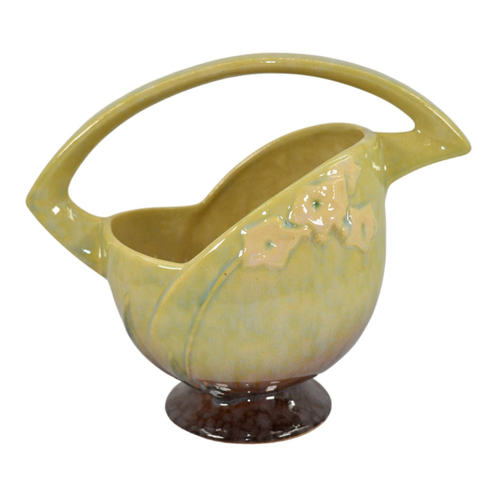 Roseville Wincraft Green 1948 Mid Century Modern Pottery Ceramic Basket 208-8 - Just Art Pottery