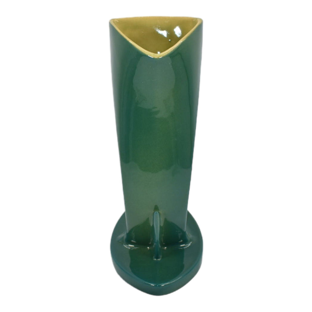 Roseville Mayfair Green 1952 Vintage Art Deco Pottery Ceramic Flower Vase 1004-9