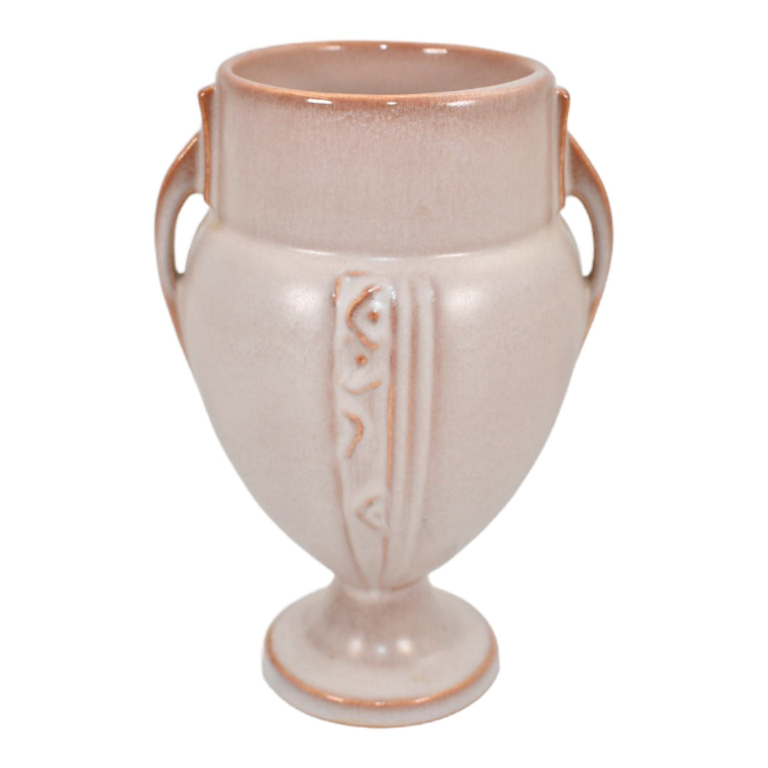 Roseville Moderne Tan White 1936 Vintage Art Deco Pottery Ceramic Vase 787-6 - Just Art Pottery