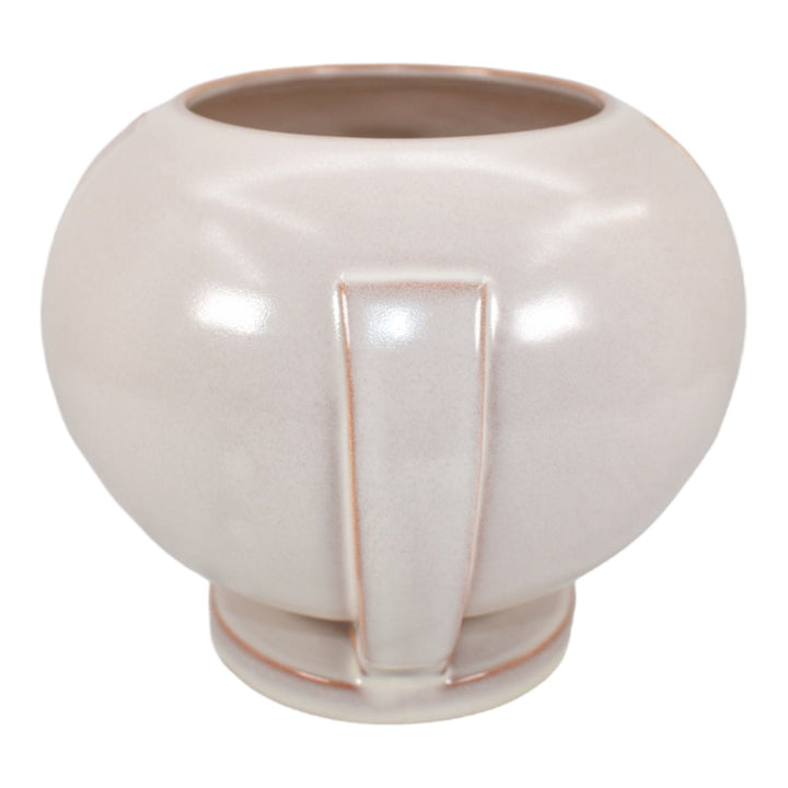 Roseville Moderne Tan White 1936 Art Deco Pottery Ceramic Flower Vase 299-6 - Just Art Pottery