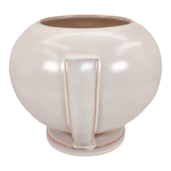 Roseville Moderne Tan White 1936 Art Deco Pottery Ceramic Flower Vase 299-6 - Just Art Pottery
