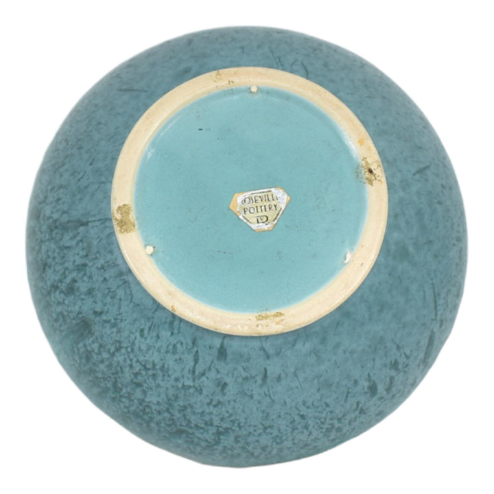 Roseville Tourmaline Blue 1933 Vintage Art Deco Pottery Round Flower Vase 238-5