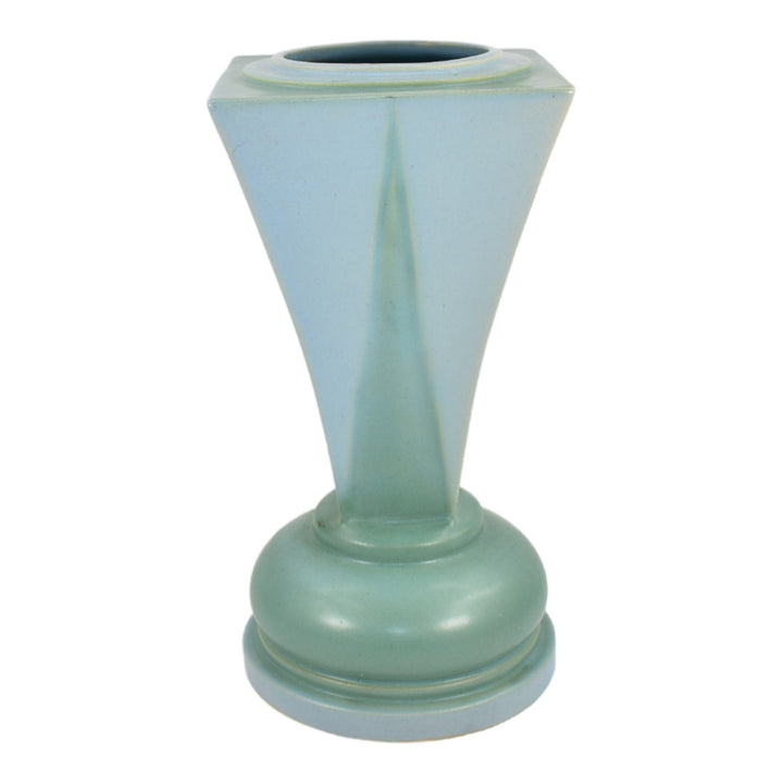 Roseville Futura 1928 Art Deco Pottery Blue Green Shooting Star Vase 392-10
