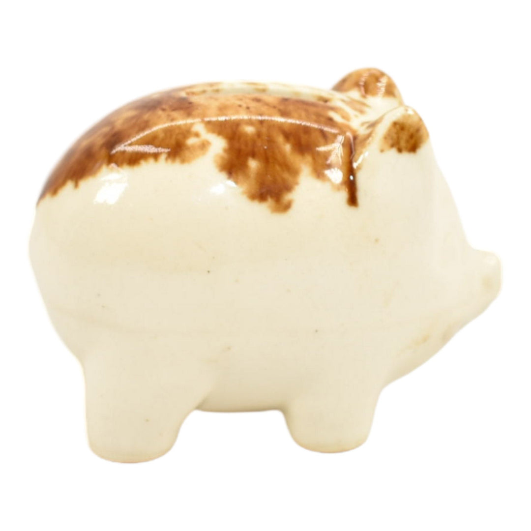 American Vintage Antique Pottery Figural Pig White Ceramic Stoneware Coin Bank