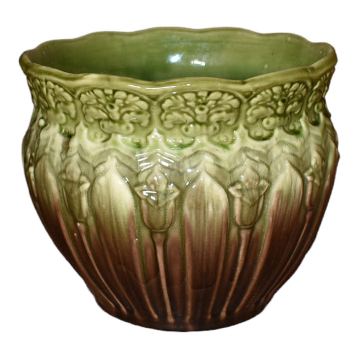 Brush McCoy Blended Majolica Vintage Art Pottery Brown Green Jardiniere