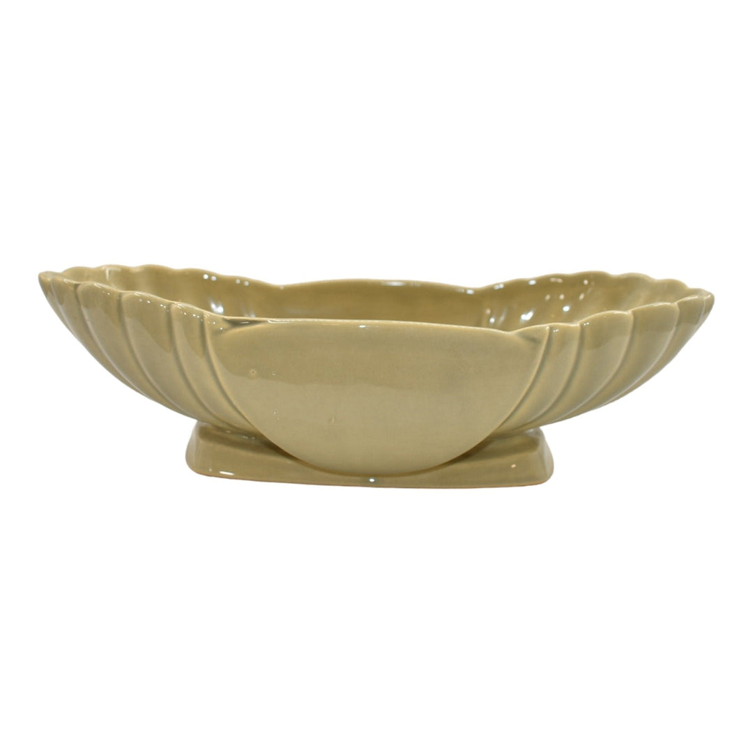 Roseville Mayfair Tan 1952 Mid Century Modern Pottery Ceramic Bowl 1011-12 - Just Art Pottery