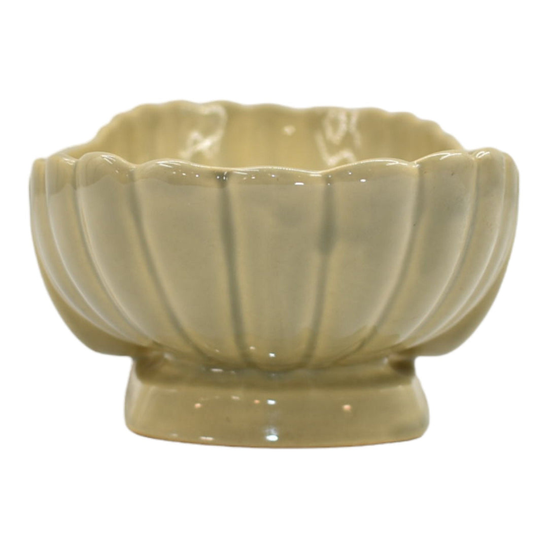 Roseville Mayfair Tan 1952 Mid Century Modern Pottery Ceramic Bowl 1011-12 - Just Art Pottery