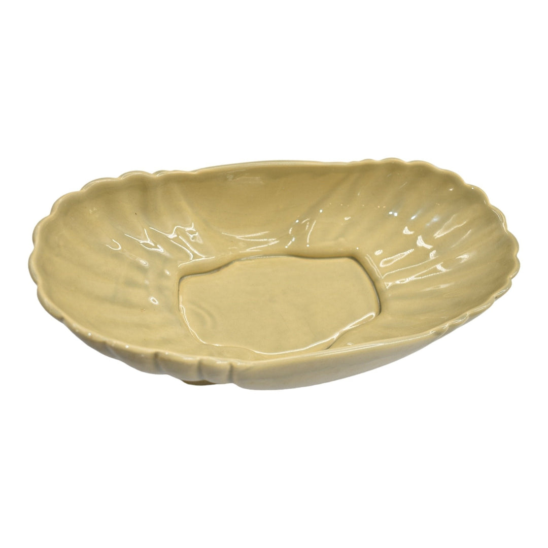 Roseville Mayfair Tan 1952 Mid Century Modern Pottery Ceramic Bowl 1011-12 - Just Art Pottery
