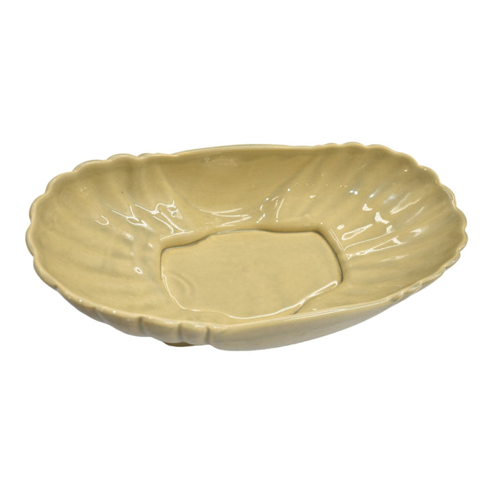 Roseville Mayfair Tan 1952 Mid Century Modern Pottery Ceramic Bowl 1011-12 - Just Art Pottery