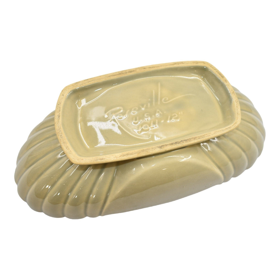 Roseville Mayfair Tan 1952 Mid Century Modern Pottery Ceramic Bowl 1011-12 - Just Art Pottery