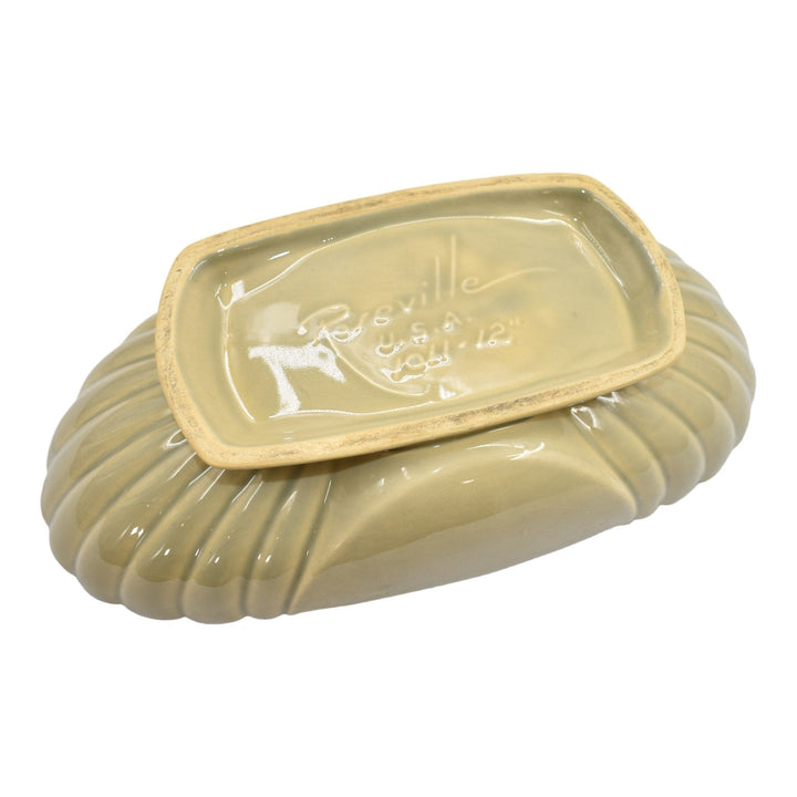 Roseville Mayfair Tan 1952 Mid Century Modern Pottery Ceramic Bowl 1011-12 - Just Art Pottery