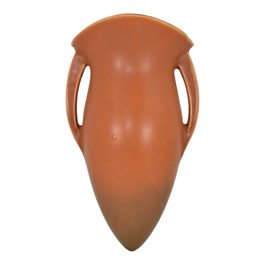 Roseville Rosecraft Burnt Orange 1920 Art Pottery Ceramic Wall Pocket 1237-10 - Just Art Pottery