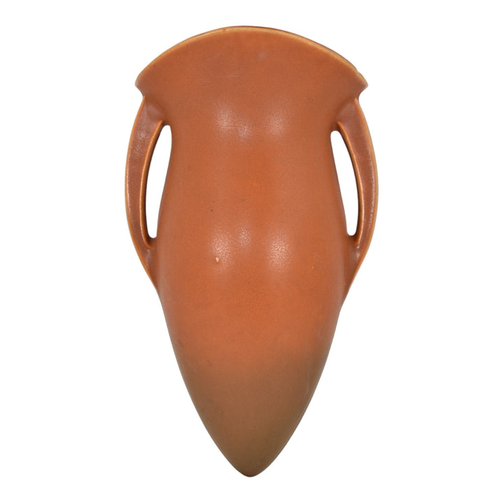 Roseville Rosecraft Burnt Orange 1920 Art Pottery Ceramic Wall Pocket 1237-10 - Just Art Pottery