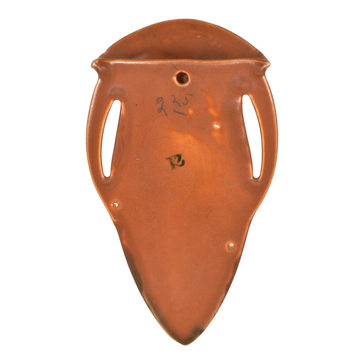 Roseville Rosecraft Burnt Orange 1920 Art Pottery Ceramic Wall Pocket 1237-10 - Just Art Pottery
