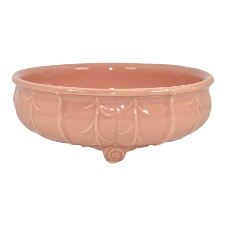 McCoy 1945 Mid Century Modern Pottery Coral Pink Ceramic Flower Planter Bowl 71