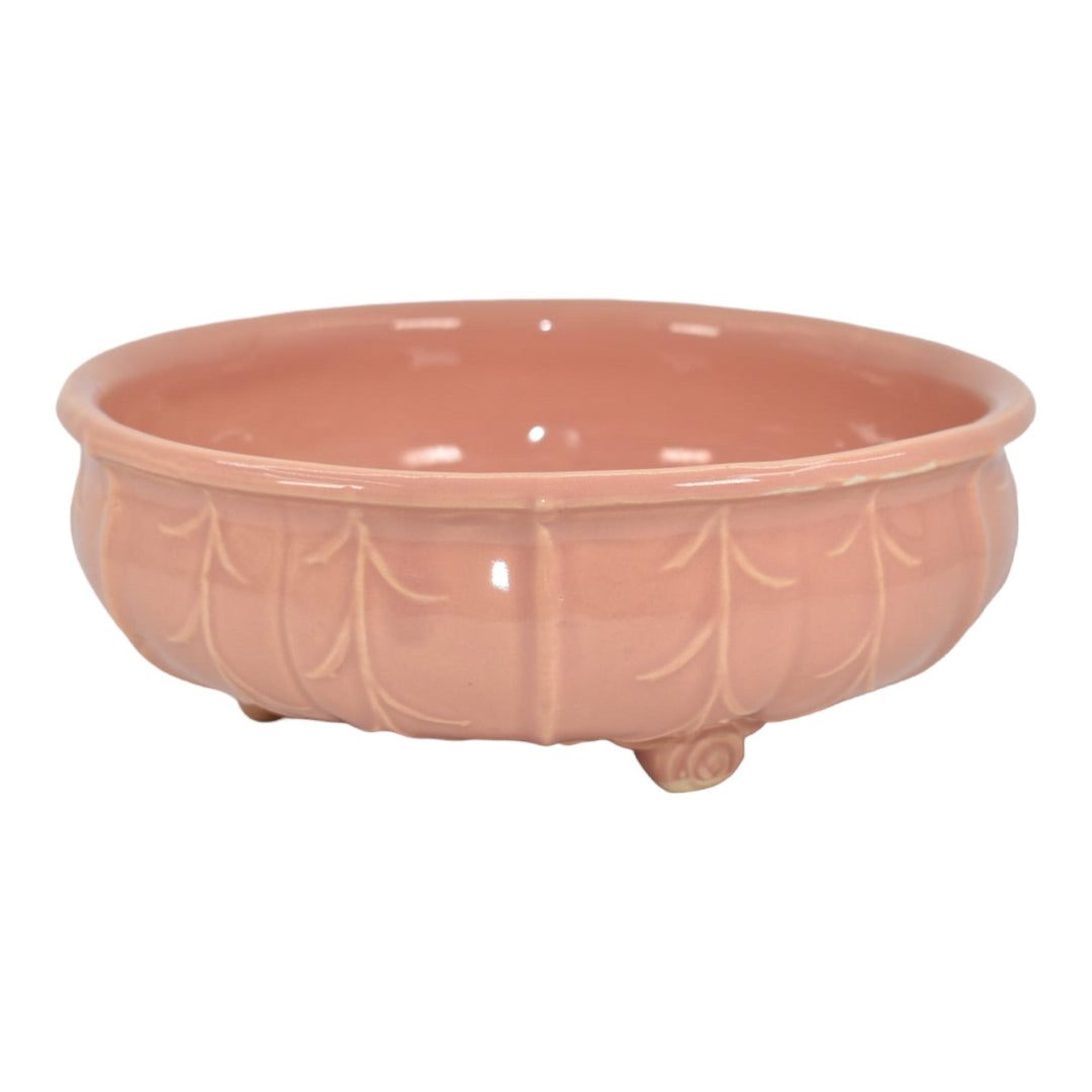 McCoy 1945 Mid Century Modern Pottery Coral Pink Ceramic Flower Planter Bowl 71